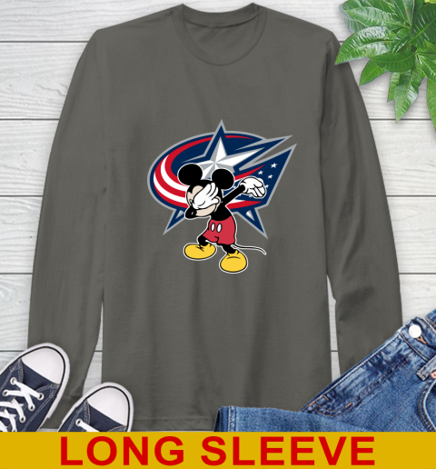 Columbus Blue Jackets NHL Hockey Dabbing Mickey Disney Sports Long Sleeve T-Shirt 8