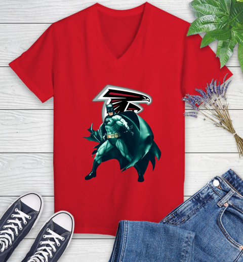 NFL Batman Football Sports Atlanta Falcons Women's V-Neck T-Shirt 12