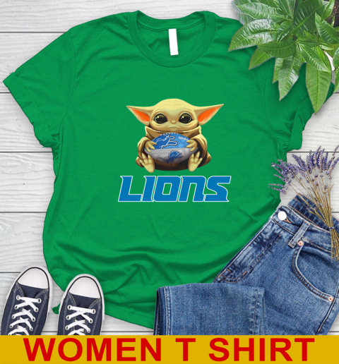 NFL Football Detroit Lions Baby Yoda Star Wars Shirt Women's T-Shirt 6