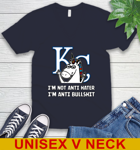 Los Angeles Angels MLB Baseball Unicorn I'm Not Anti Hater I'm Anti Bullshit (2) V-Neck T-Shirt 3