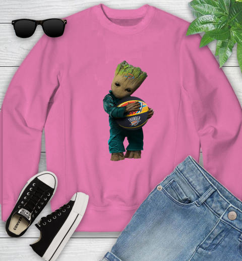 NBA Groot Guardians Of The Galaxy Basketball Sports Oklahoma City Thunder Youth Sweatshirt 7