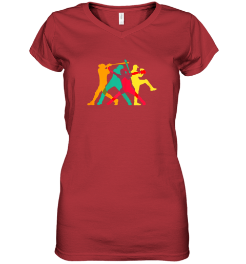 m36o vintage baseball shirt gifts women v neck t shirt 39 front red