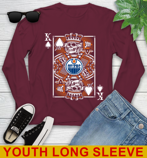 Edmonton Oilers NHL Hockey The King Of Spades Death Cards Shirt Youth Long Sleeve 6