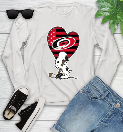 Carolina Hurricanes NHL Hockey The Peanuts Movie Adorable Snoopy Youth Long Sleeve