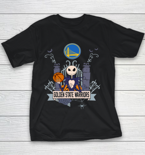 NBA Golden State Warriors Basketball Jack Skellington Halloween Youth T-Shirt