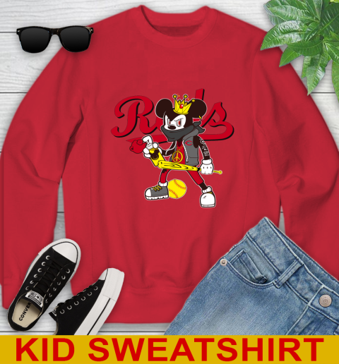 Cincinnati Reds MLB Baseball Mickey Peace Sign Sports Youth Sweatshirt 8