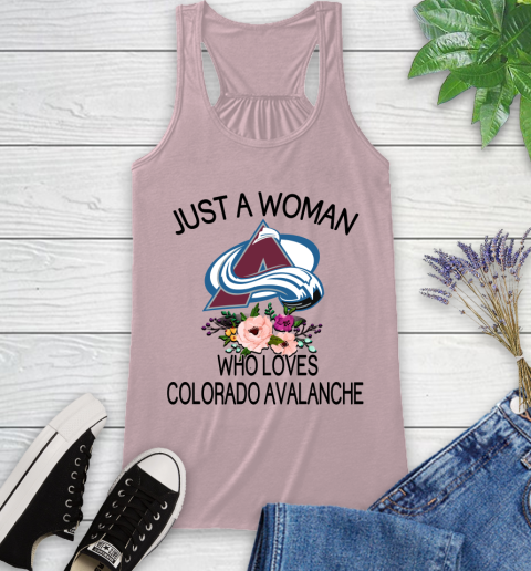 NHL Just A Woman Who Loves Colorado Avalanche Hockey Sports Racerback Tank 5