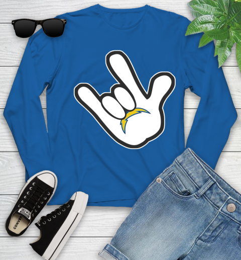 San Diego Chargers NFL Football Mickey Rock Hand Disney Youth Long Sleeve 9