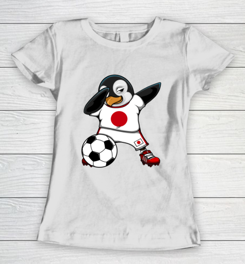 Dabbing Penguin Japan Soccer Fans Jersey Flag Football Lover Women's T-Shirt