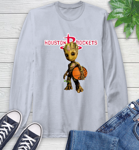 Houston Rockets NBA Basketball Groot Marvel Guardians Of The Galaxy Long Sleeve T-Shirt 6
