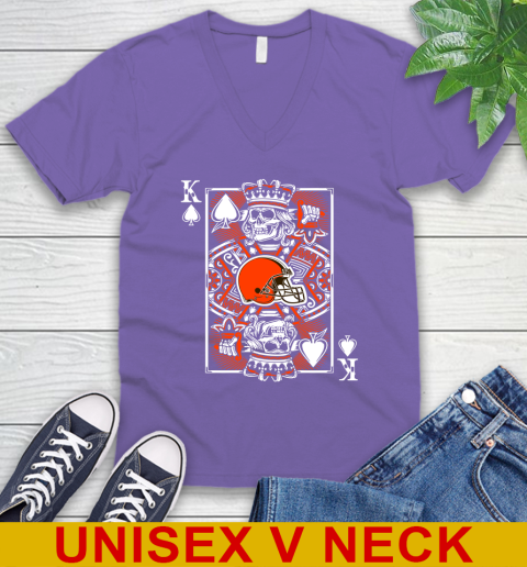 Cleveland Browns NFL Football The King Of Spades Death Cards Shirt V-Neck T-Shirt 8