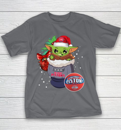 Detroit Pistons Christmas Baby Yoda Star Wars Funny Happy NBA Youth T-Shirt 7