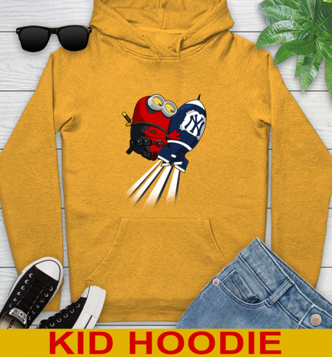 MLB Baseball New York Yankees Deadpool Minion Marvel Shirt Youth Hoodie - Image 3