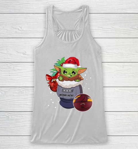 Miami Heat Christmas Baby Yoda Star Wars Funny Happy NBA Racerback Tank 2