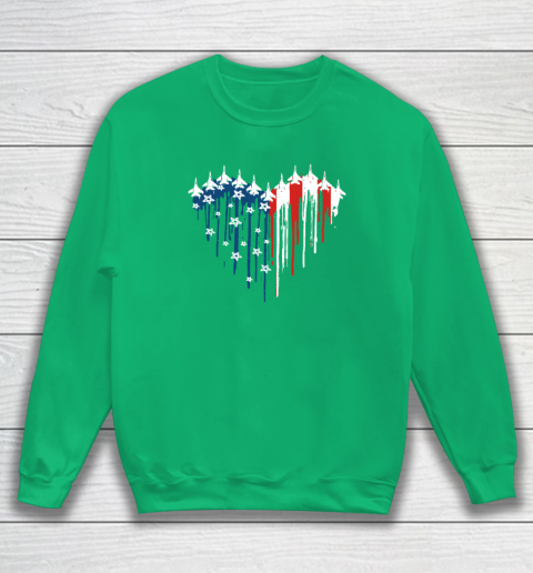 Retro Fighter Jet Airplane American Flag Heart 4th Of July Sweatshirt 4