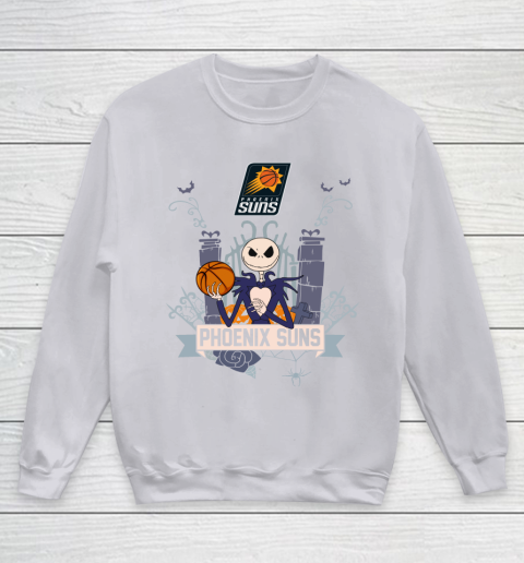 NBA Phoenix Suns Basketball Jack Skellington Halloween Youth Sweatshirt 3