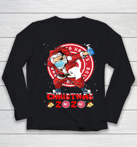 Atlanta Hawks Funny Santa Claus Dabbing Christmas 2020 NBA Youth Long Sleeve