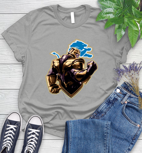 NFL Thanos Avengers Endgame Football Sports Detroit Lions Women's T-Shirt 10