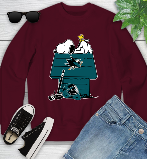 San Jose Sharks NHL Hockey Snoopy Woodstock The Peanuts Movie Youth Sweatshirt 5