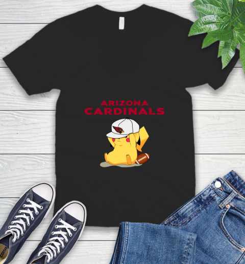 NFL Pikachu Football Sports Arizona Cardinals V-Neck T-Shirt 2
