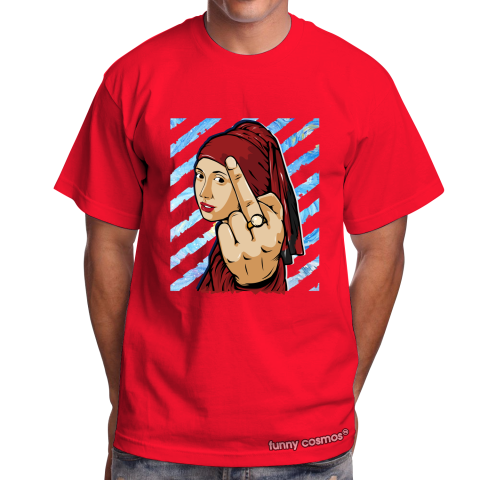 Air Jordan 13 Bred Matching Sneaker Tshirt The Girl With The Pearl Earing Middle Finger Red and Black Jordan Shirt
