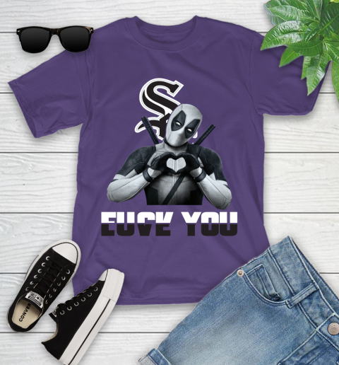 MLB Chicago White Sox Deadpool Love You Fuck You Baseball Sports Youth T-Shirt 3