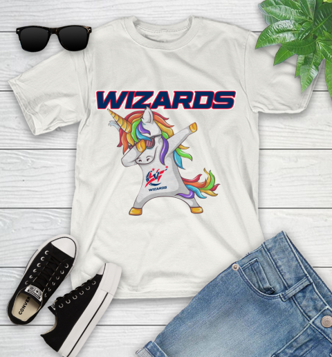 Washington Wizards NBA Basketball Funny Unicorn Dabbing Sports Youth T-Shirt