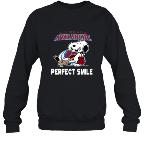 f0yj colorado avalanche snoopy perfect smile the peanuts sweatshirt 35 front black