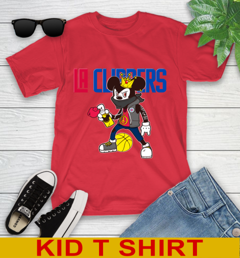 LA Clippers NBA Basketball Mickey Peace Sign Sports Youth T-Shirt 10