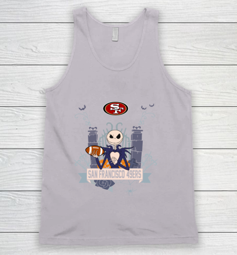 NFL San Francisco 49ers Football Jack Skellington Halloween Tank Top 3