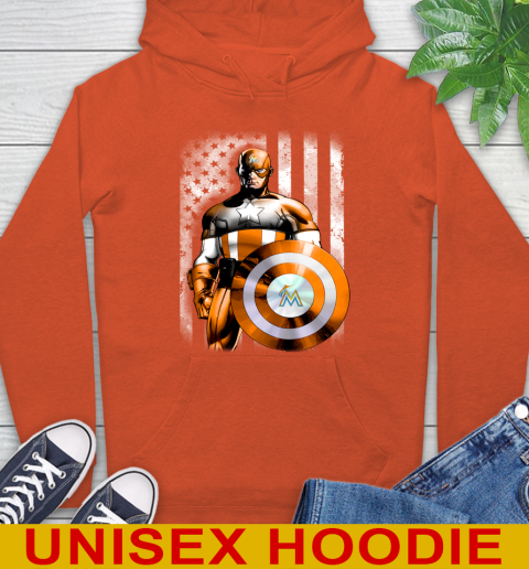 Miami Marlins MLB Baseball Captain America Marvel Avengers American Flag Shirt Hoodie 4