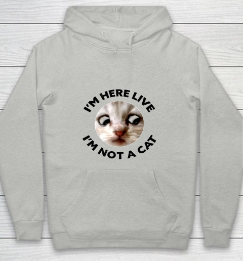 I m Here Live I m Not a Cat Zoom Cat Meme Humor Gifts Youth Hoodie