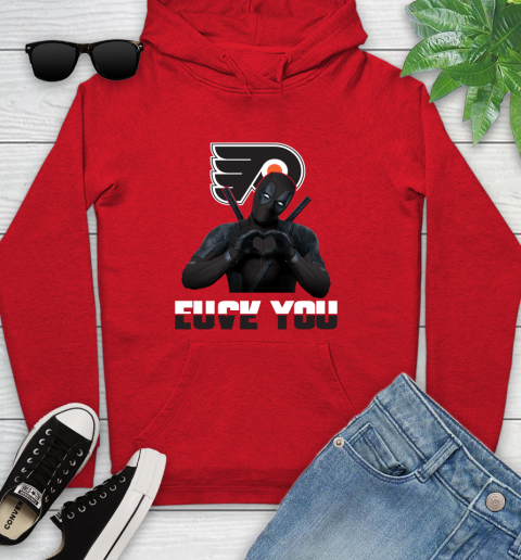 NHL Philadelphia Flyers Deadpool Love You Fuck You Hockey Sports Youth Hoodie 12