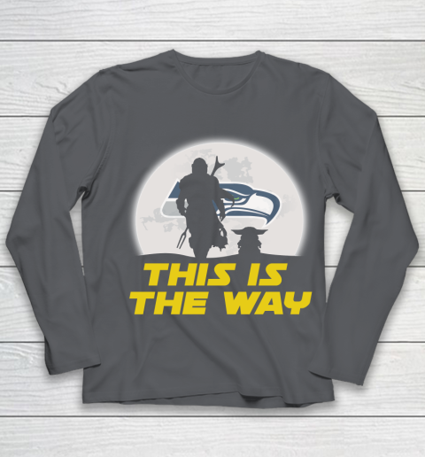 Seattle Seahawks NFL Football Star Wars Yoda And Mandalorian This Is The Way Youth Long Sleeve 6
