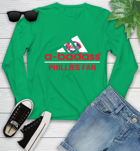 MLB A Badass Philadelphia Phillies Fan Adidas Baseball Sports Youth Long Sleeve 7