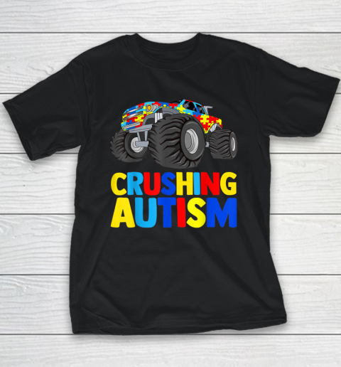 Monster Truck Crushing Autism  Autism Awareness Youth T-Shirt