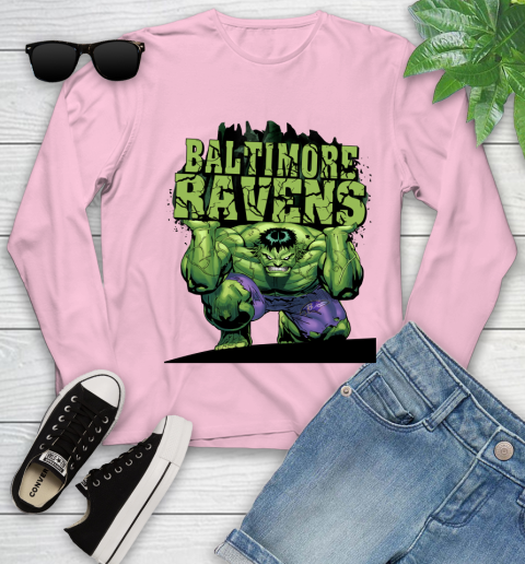 Baltimore Ravens NFL Football Incredible Hulk Marvel Avengers Sports Youth Long Sleeve 10