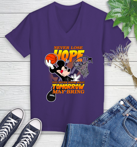 San Antonio Spurs NBA Basketball Mickey Disney Never Lose Hope Women's V-Neck T-Shirt 3