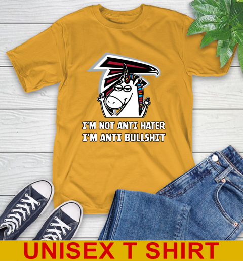 Atlanta Falcons NFL Football Unicorn I'm Not Anti Hater I'm Anti Bullshit T-Shirt 3
