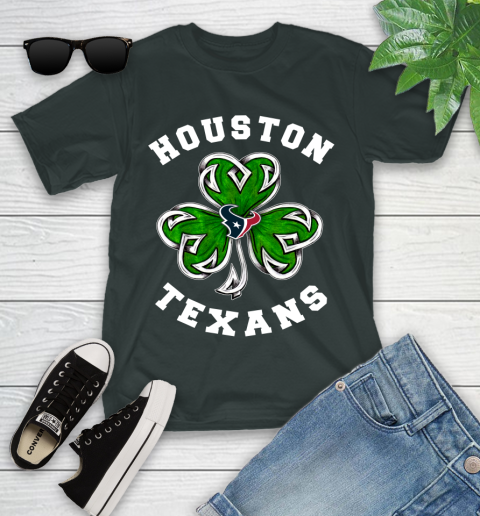 NFL Houston Texans Three Leaf Clover St Patrick's Day Football Sports Youth T-Shirt 6