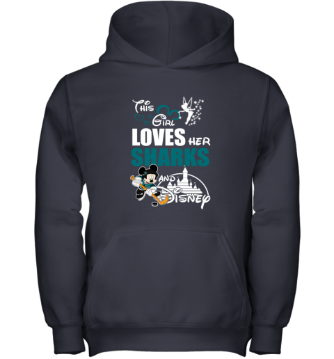 Girl Love Her SAN JOSE SHARKS And Mickey Disney lvxn girl love her san jose sharks and mickey disney youth hoodie 43 front navy