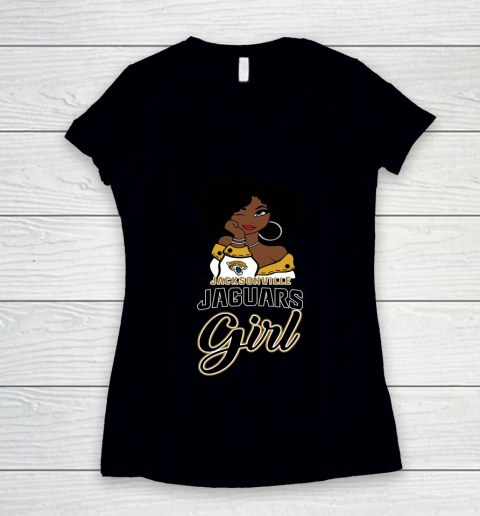 Jacksonville Jaguars Girl NFL Women's V-Neck T-Shirt