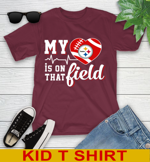 NFL My Heart Is On That Field Football Sports Pittsburgh Steelers Youth T-Shirt 5