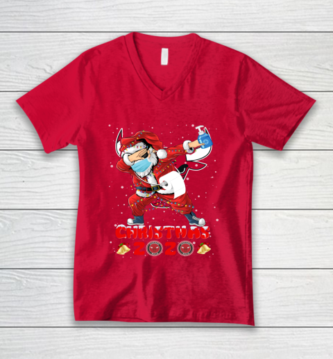Chicago Bulls Funny Santa Claus Dabbing Christmas 2020 NBA V-Neck T-Shirt 6