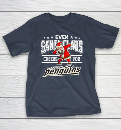 Pittsburgh Penguins Even Santa Claus Cheers For Christmas NHL T-Shirt 3