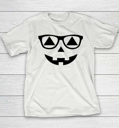 Halloween Pumpkin Sunglasses Jack O' Lantern Face Funny Youth T-Shirt