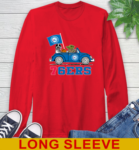 NBA Basketball Philadelphia 76ers Darth Vader Baby Yoda Driving Star Wars Shirt Long Sleeve T-Shirt 10