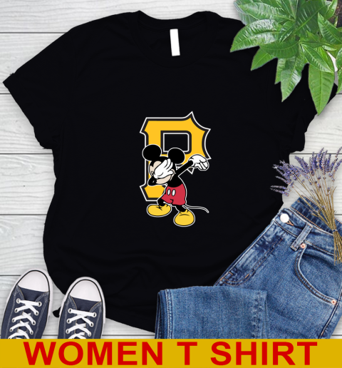 Pittsburgh Pirates MLB Baseball Dabbing Mickey Disney Sports Women's T-Shirt 2