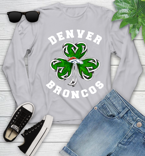 NFL Denver Broncos Three Leaf Clover St Patrick's Day Football Sports Youth Long Sleeve 5