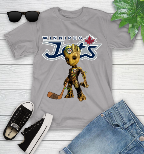 Winnipeg Jets NHL Hockey Groot Marvel Guardians Of The Galaxy Youth T-Shirt 4